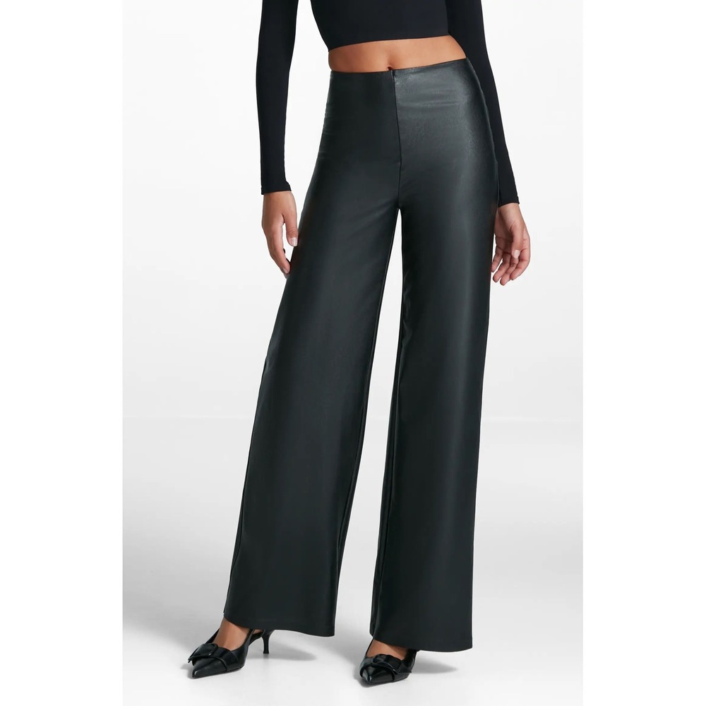 Commando Satin Wide Leg Pants Black High Rise Womens Small